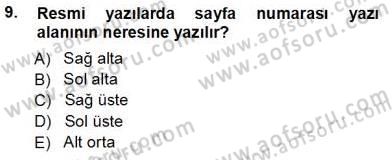 Mesleki Yazışmalar Dersi 2013 - 2014 Yılı Tek Ders Sınav Soruları 9. Soru