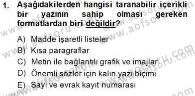 Mesleki Yazışmalar Dersi Ara Sınavı Deneme Sınav Soruları 1. Soru