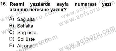 Mesleki Yazışmalar Dersi 2014 - 2015 Yılı (Vize) Ara Sınav Soruları 16. Soru
