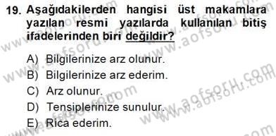 Mesleki Yazışmalar Dersi Ara Sınavı Deneme Sınav Soruları 19. Soru