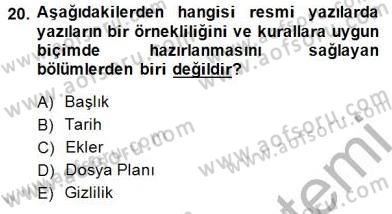 Mesleki Yazışmalar Dersi 2014 - 2015 Yılı (Vize) Ara Sınav Soruları 20. Soru