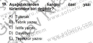 Mesleki Yazışmalar Dersi 2014 - 2015 Yılı (Final) Dönem Sonu Sınav Soruları 19. Soru