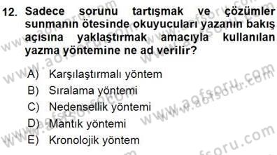 Mesleki Yazışmalar Dersi 2015 - 2016 Yılı (Vize) Ara Sınav Soruları 12. Soru