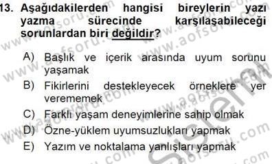 Mesleki Yazışmalar Dersi Ara Sınavı Deneme Sınav Soruları 13. Soru