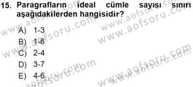 Mesleki Yazışmalar Dersi Ara Sınavı Deneme Sınav Soruları 15. Soru