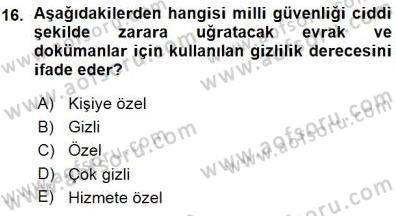 Mesleki Yazışmalar Dersi 2015 - 2016 Yılı (Vize) Ara Sınav Soruları 16. Soru