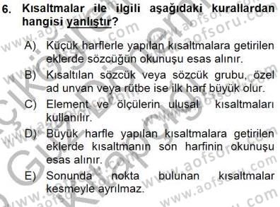 Mesleki Yazışmalar Dersi Ara Sınavı Deneme Sınav Soruları 6. Soru