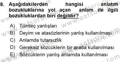 Mesleki Yazışmalar Dersi Ara Sınavı Deneme Sınav Soruları 8. Soru