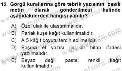 Mesleki Yazışmalar Dersi 2015 - 2016 Yılı (Final) Dönem Sonu Sınav Soruları 12. Soru