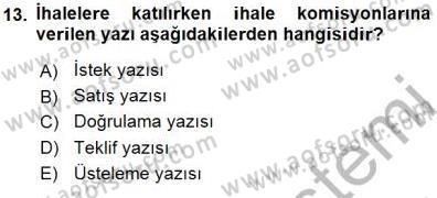 Mesleki Yazışmalar Dersi 2015 - 2016 Yılı (Final) Dönem Sonu Sınav Soruları 13. Soru