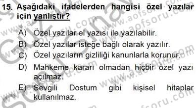 Mesleki Yazışmalar Dersi 2015 - 2016 Yılı (Final) Dönem Sonu Sınav Soruları 15. Soru