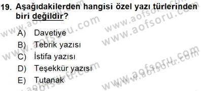 Mesleki Yazışmalar Dersi 2015 - 2016 Yılı (Final) Dönem Sonu Sınav Soruları 19. Soru
