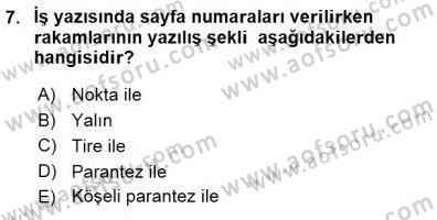 Mesleki Yazışmalar Dersi 2015 - 2016 Yılı (Final) Dönem Sonu Sınav Soruları 7. Soru