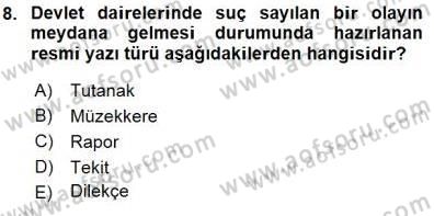 Mesleki Yazışmalar Dersi 2015 - 2016 Yılı (Final) Dönem Sonu Sınav Soruları 8. Soru