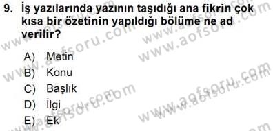Mesleki Yazışmalar Dersi 2015 - 2016 Yılı (Final) Dönem Sonu Sınav Soruları 9. Soru