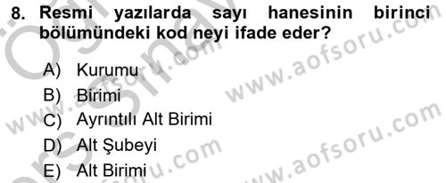Mesleki Yazışmalar Dersi 2016 - 2017 Yılı 3 Ders Sınav Soruları 8. Soru
