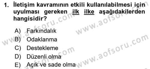 Mesleki Yazışmalar Dersi 2016 - 2017 Yılı (Vize) Ara Sınav Soruları 1. Soru