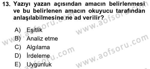 Mesleki Yazışmalar Dersi Ara Sınavı Deneme Sınav Soruları 13. Soru
