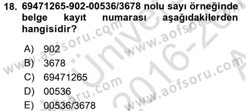 Mesleki Yazışmalar Dersi 2016 - 2017 Yılı (Vize) Ara Sınav Soruları 18. Soru