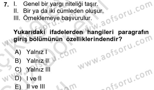 Mesleki Yazışmalar Dersi Ara Sınavı Deneme Sınav Soruları 7. Soru