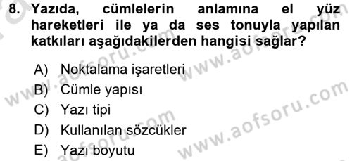 Mesleki Yazışmalar Dersi Ara Sınavı Deneme Sınav Soruları 8. Soru