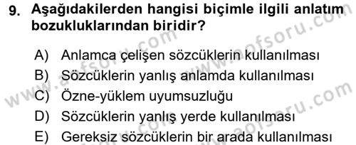 Mesleki Yazışmalar Dersi Ara Sınavı Deneme Sınav Soruları 9. Soru