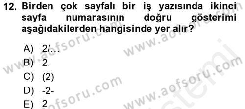 Mesleki Yazışmalar Dersi 2016 - 2017 Yılı (Final) Dönem Sonu Sınav Soruları 12. Soru