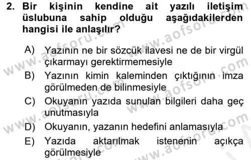 Mesleki Yazışmalar Dersi 2016 - 2017 Yılı (Final) Dönem Sonu Sınav Soruları 2. Soru