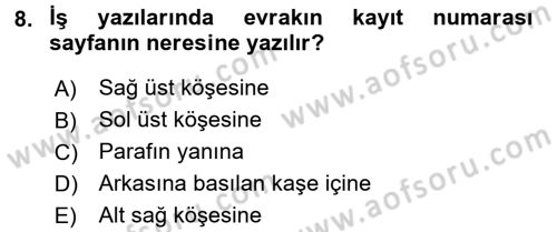 Mesleki Yazışmalar Dersi 2016 - 2017 Yılı (Final) Dönem Sonu Sınav Soruları 8. Soru