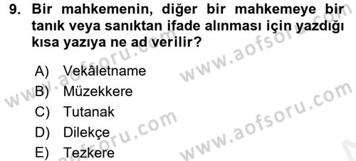 Mesleki Yazışmalar Dersi 2016 - 2017 Yılı (Final) Dönem Sonu Sınav Soruları 9. Soru