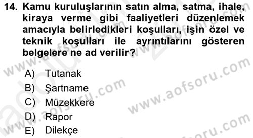 Mesleki Yazışmalar Dersi 2017 - 2018 Yılı 3 Ders Sınav Soruları 14. Soru