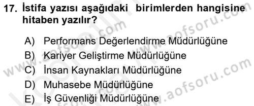 Mesleki Yazışmalar Dersi 2017 - 2018 Yılı 3 Ders Sınav Soruları 17. Soru