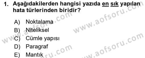 Mesleki Yazışmalar Dersi Ara Sınavı Deneme Sınav Soruları 1. Soru
