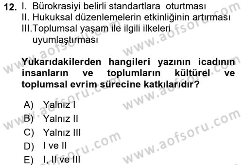 Mesleki Yazışmalar Dersi Ara Sınavı Deneme Sınav Soruları 12. Soru