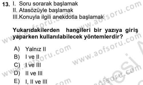Mesleki Yazışmalar Dersi Ara Sınavı Deneme Sınav Soruları 13. Soru