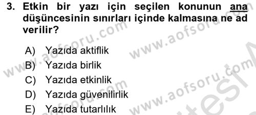 Mesleki Yazışmalar Dersi Ara Sınavı Deneme Sınav Soruları 3. Soru