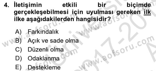 Mesleki Yazışmalar Dersi Ara Sınavı Deneme Sınav Soruları 4. Soru