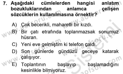 Mesleki Yazışmalar Dersi 2017 - 2018 Yılı (Vize) Ara Sınav Soruları 7. Soru