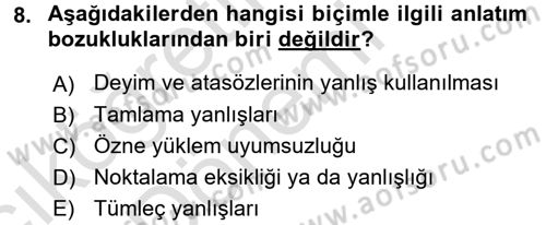 Mesleki Yazışmalar Dersi Ara Sınavı Deneme Sınav Soruları 8. Soru
