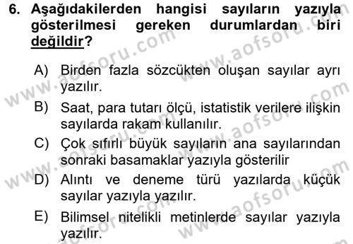 Mesleki Yazışmalar Dersi 2017 - 2018 Yılı (Final) Dönem Sonu Sınav Soruları 6. Soru