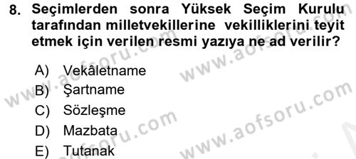 Mesleki Yazışmalar Dersi 2017 - 2018 Yılı (Final) Dönem Sonu Sınav Soruları 8. Soru