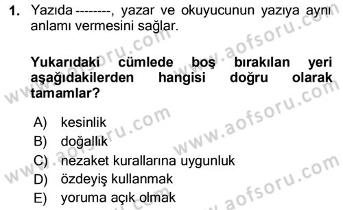 Mesleki Yazışmalar Dersi 2020 - 2021 Yılı Yaz Okulu Sınav Soruları 1. Soru