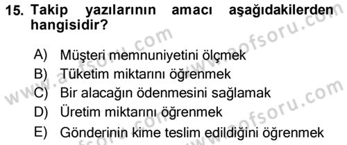 Mesleki Yazışmalar Dersi 2020 - 2021 Yılı Yaz Okulu Sınav Soruları 15. Soru