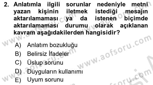 Mesleki Yazışmalar Dersi Ara Sınavı Deneme Sınav Soruları 2. Soru