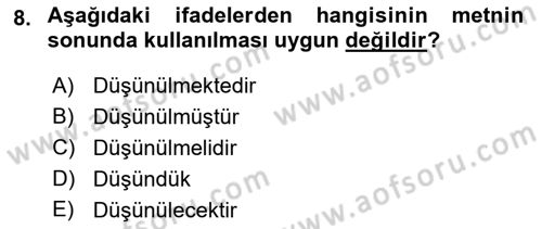 Mesleki Yazışmalar Dersi 2021 - 2022 Yılı (Vize) Ara Sınav Soruları 8. Soru