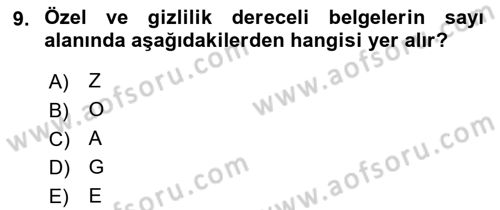 Mesleki Yazışmalar Dersi Ara Sınavı Deneme Sınav Soruları 9. Soru