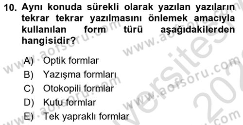 Mesleki Yazışmalar Dersi 2021 - 2022 Yılı (Final) Dönem Sonu Sınav Soruları 10. Soru