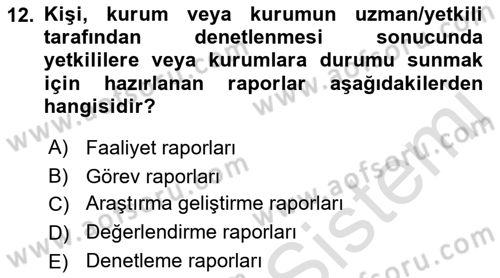 Mesleki Yazışmalar Dersi 2021 - 2022 Yılı (Final) Dönem Sonu Sınav Soruları 12. Soru