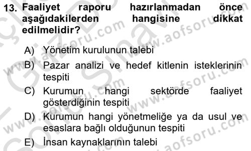 Mesleki Yazışmalar Dersi 2021 - 2022 Yılı (Final) Dönem Sonu Sınav Soruları 13. Soru