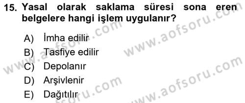 Mesleki Yazışmalar Dersi 2021 - 2022 Yılı (Final) Dönem Sonu Sınav Soruları 15. Soru